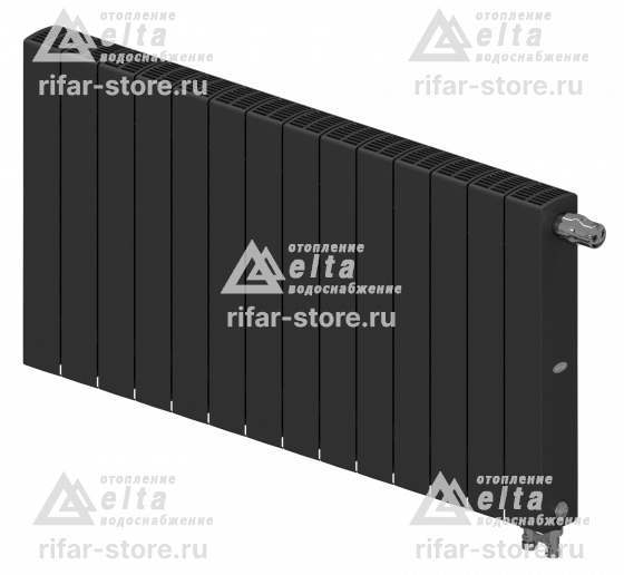 Биметаллический радиатор Rifar Supremo Ventil цвет АНТРАЦИТ 500 - 14 секции нижнее правое подключение