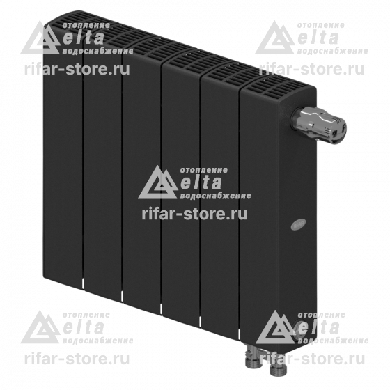 Биметаллический радиатор Rifar Supremo Ventil цвет АНТРАЦИТ 350 - 06 секции нижнее правое подключение